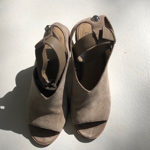 Marc Fisher Open Toe Suede Ankle buckle Heel